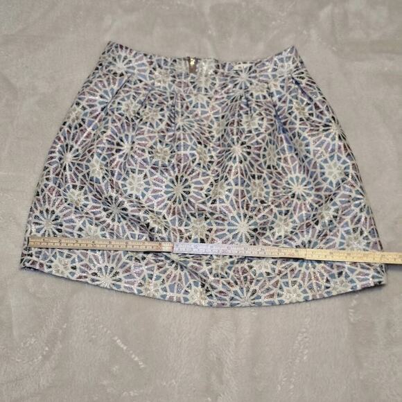 Mi ami Metallic Brocade Mini Skirt Women's Small - Geometric Jacquard High Waist - Picture 12 of 16